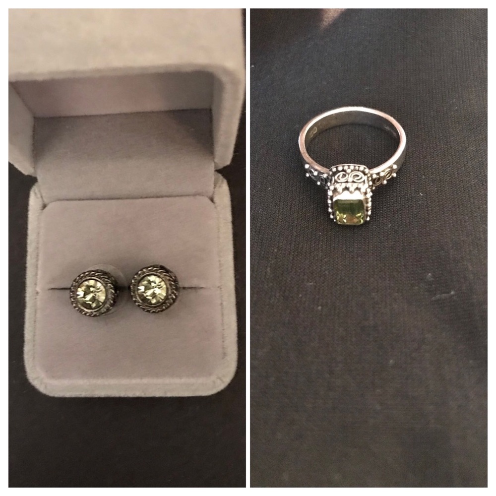 Peridot earring and ring set